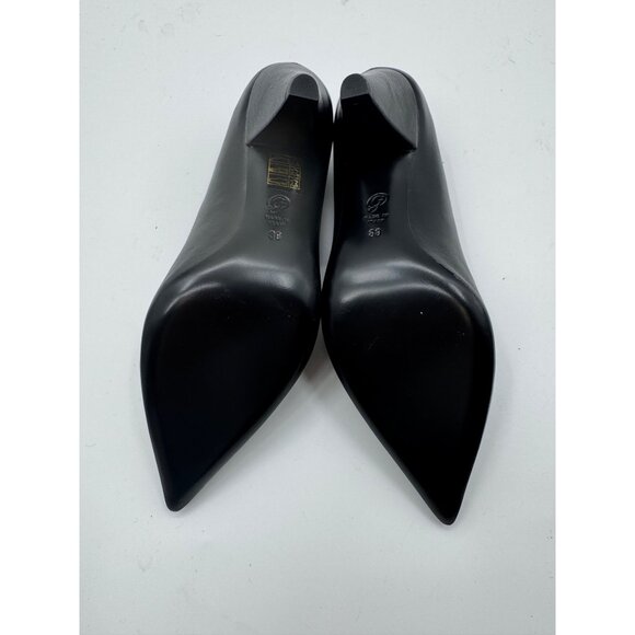 M. Gemi Alania Black Italian Leather Pointed Toe Heeled Shoes Size 7.5 or EU 38 - Picture 7 of 14
